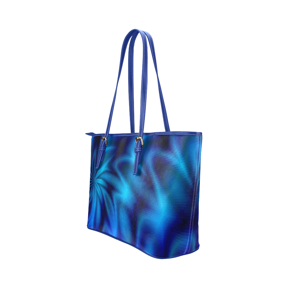 Blue Shiny Swirl Leather Tote Bag/Large (Model 1651)