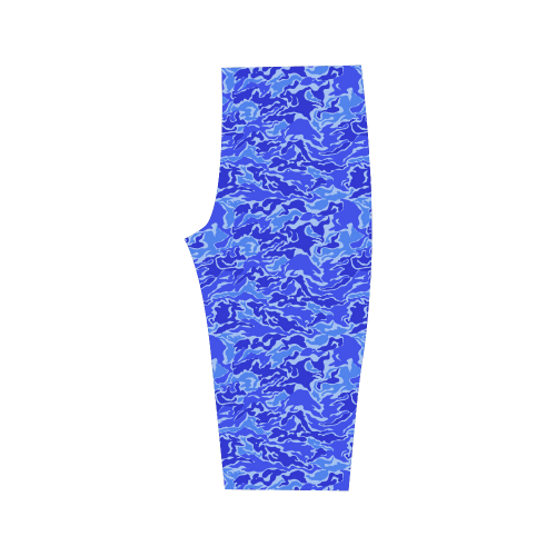 Camo Blue Camouflage Print Pattern Hestia Cropped Leggings (Model L03)