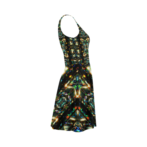 Glitzy Sparkly Mystic Festive Black Glitter Ornament Pattern Atalanta Sundress (Model D04)