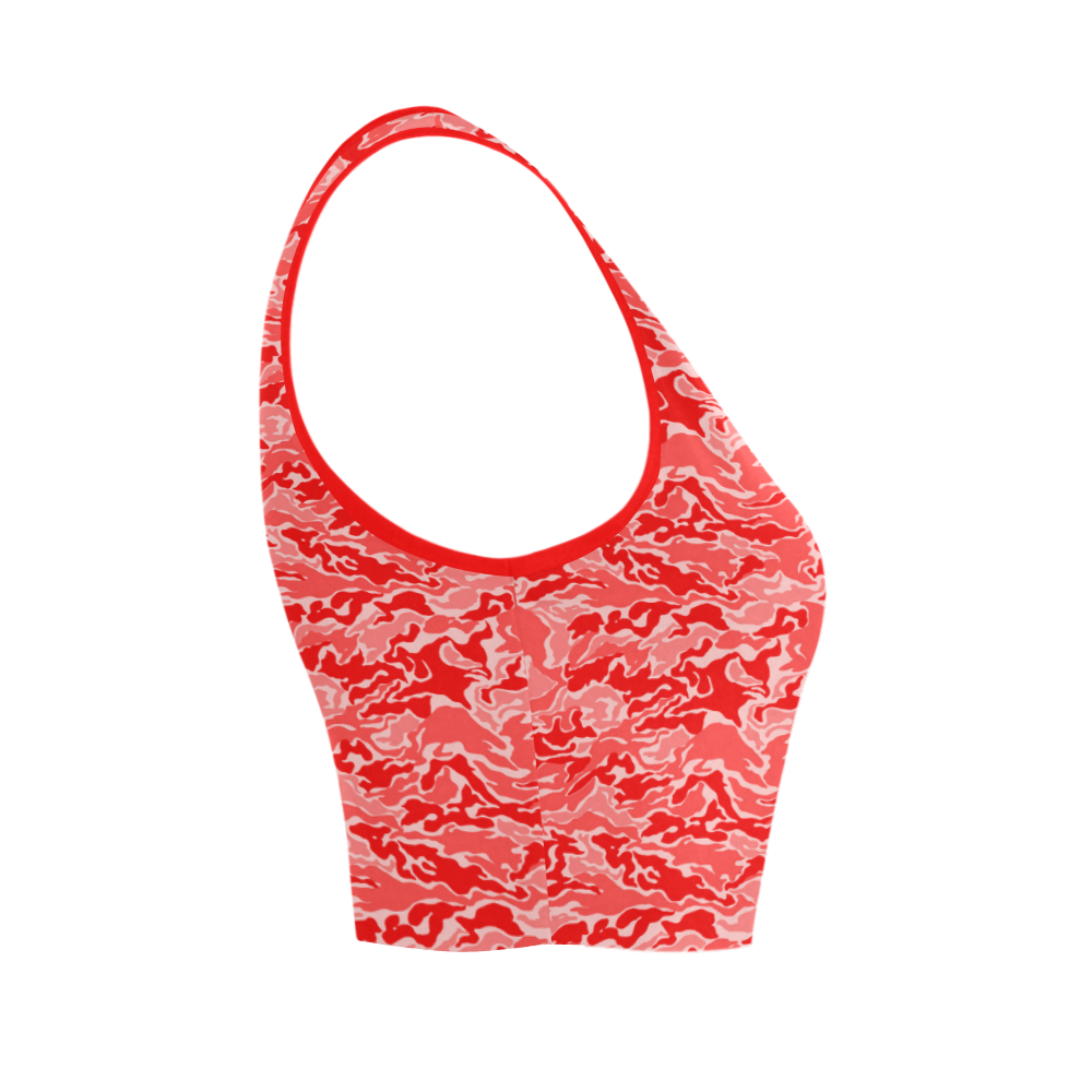 Camo Red Camouflage Print Pattern Women's Crop Top (Model T42)