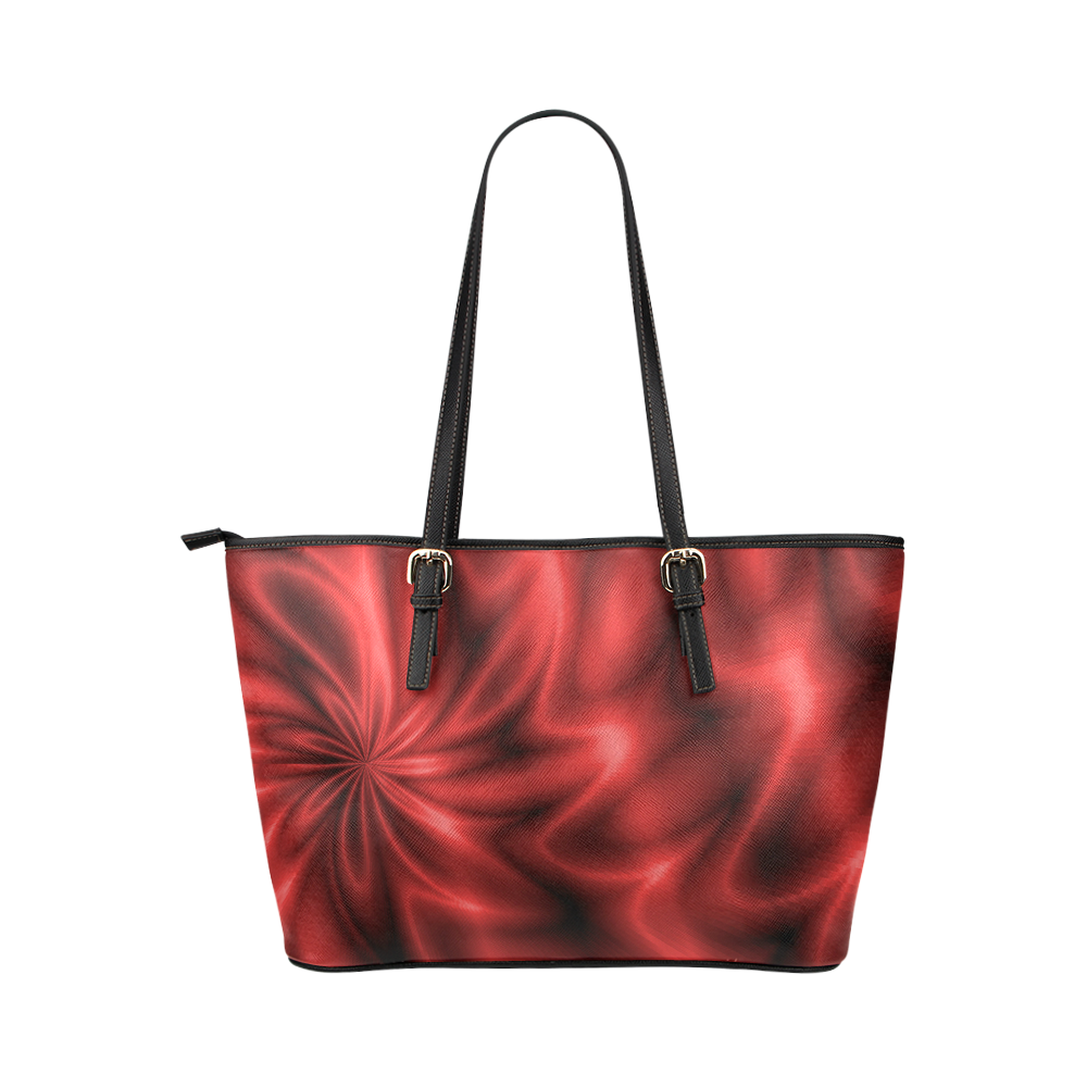 Red Shiny Swirl Leather Tote Bag/Large (Model 1651)