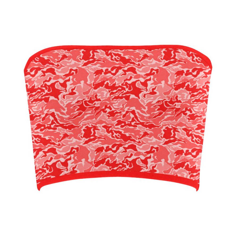 Camo Red Camouflage Print Pattern Bandeau Top