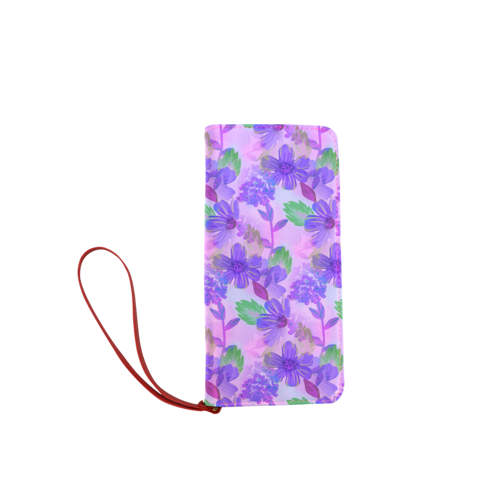Purple Flowers Women's Clutch Wallet (Model 1637)