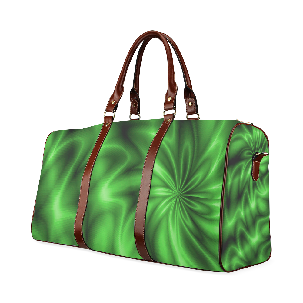 Green Shiny Swirl Waterproof Travel Bag/Large (Model 1639)