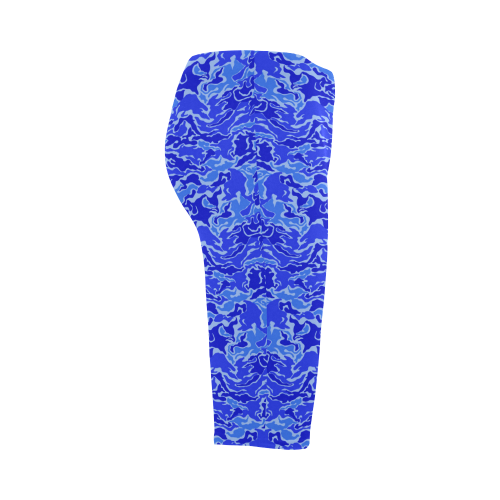 Camo Blue Camouflage Print Pattern Hestia Cropped Leggings (Model L03)