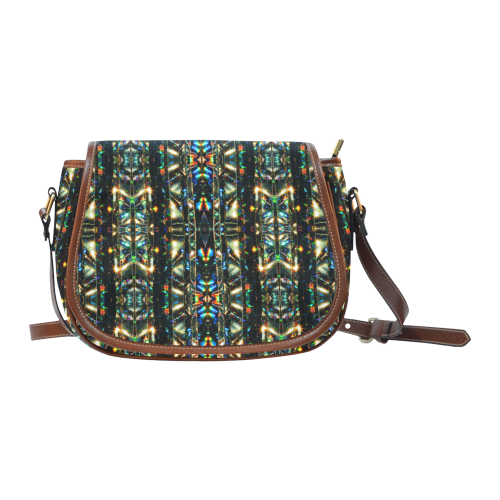 Glitzy Sparkly Mystic Festive Black Glitter Ornament Pattern Saddle Bag/Small (Model 1649) Full Customization