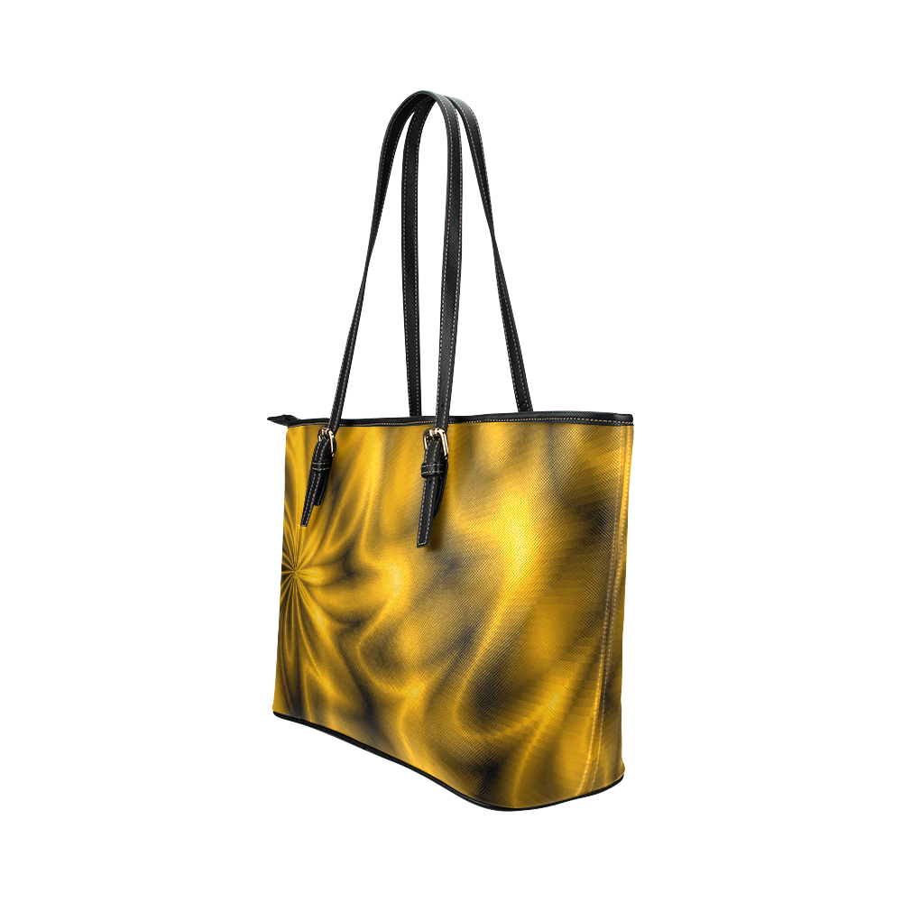 Golden Shiny Swirl Leather Tote Bag/Large (Model 1651)