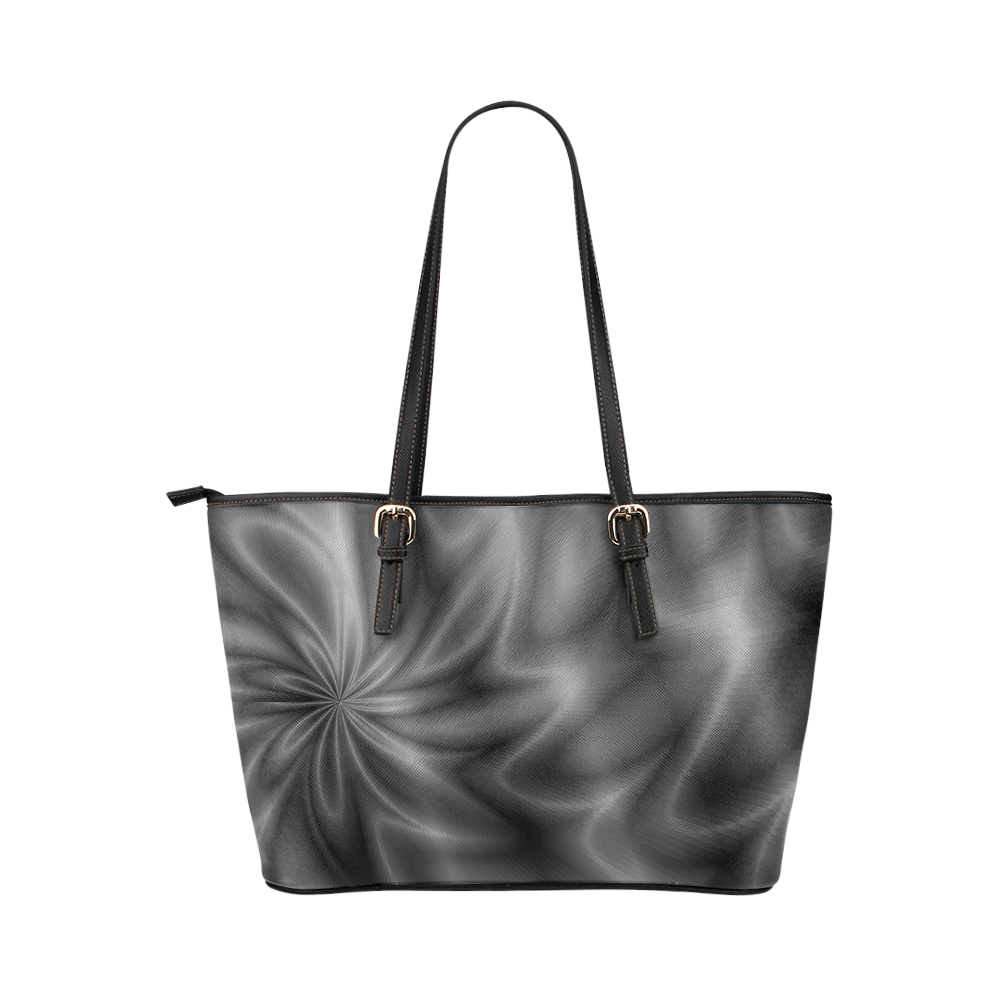 Grey Shiny Swirl Leather Tote Bag/Large (Model 1651)