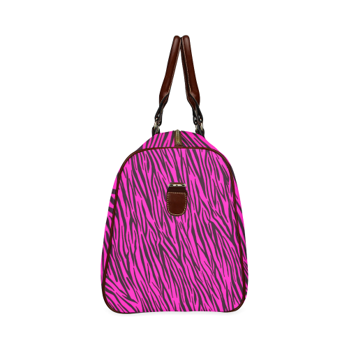 Hot Pink Zebra Stripes Animal Print Fur Waterproof Travel Bag/Small (Model 1639)