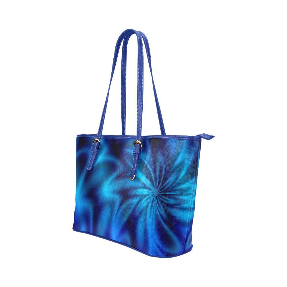 Blue Shiny Swirl Leather Tote Bag/Large (Model 1651)