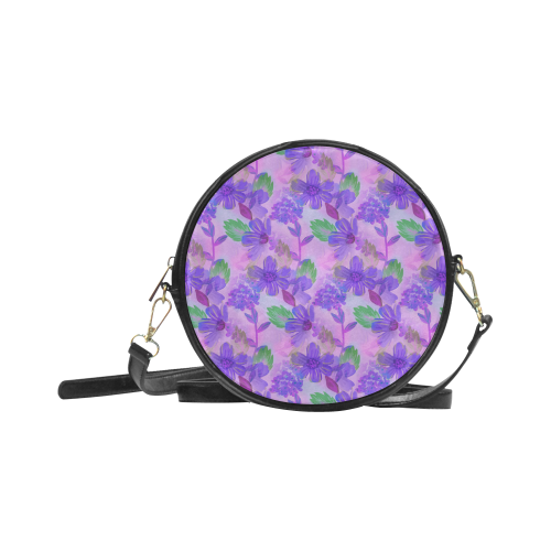 Purple Flowers Round Sling Bag (Model 1647)