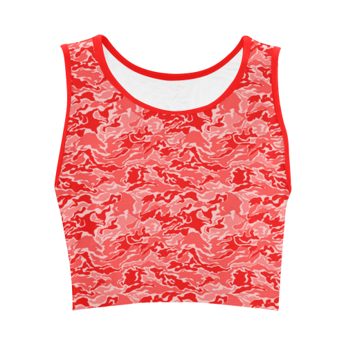 Camo Red Camouflage Print Pattern Women's Crop Top (Model T42)