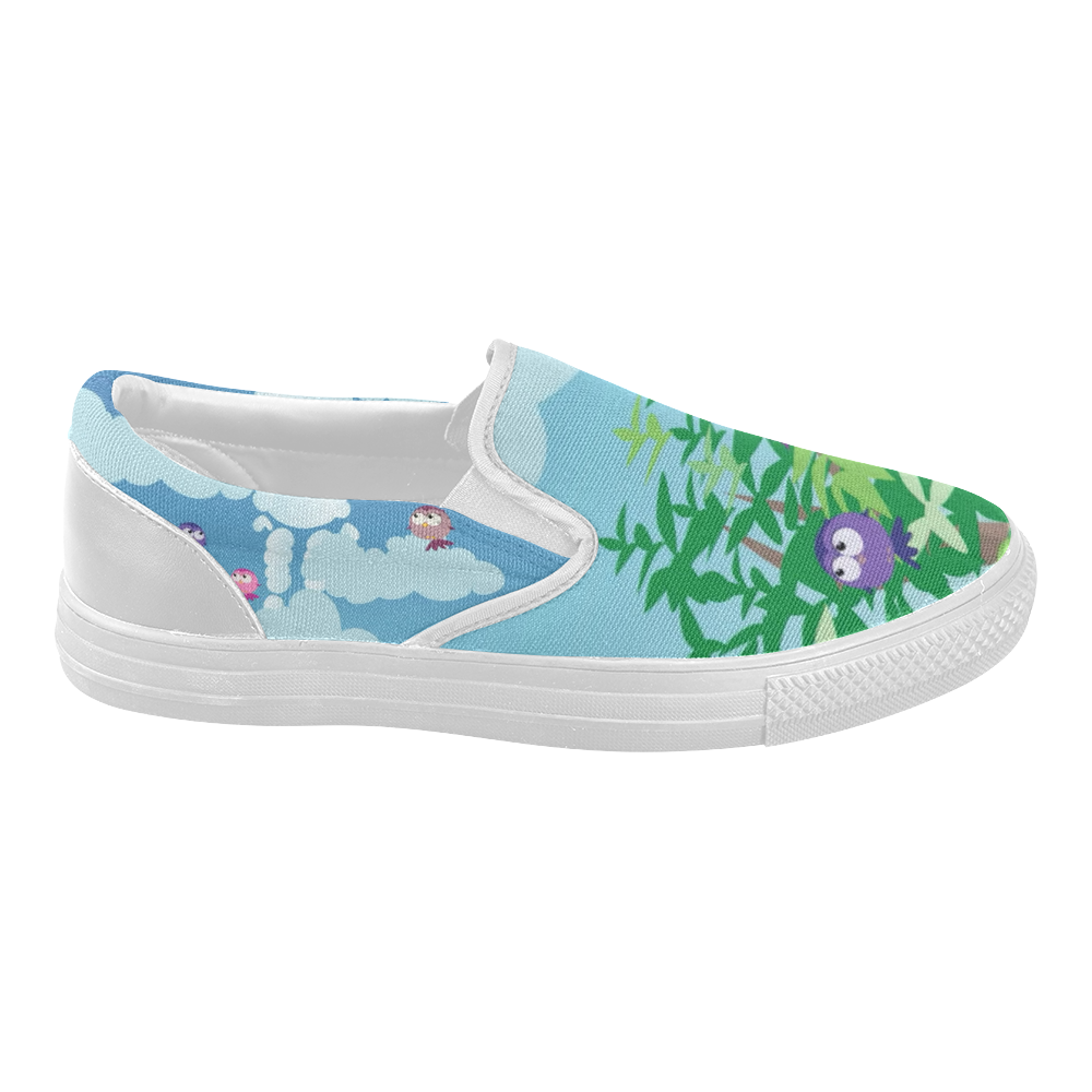 Blue Sky Day Women's Slip-on Canvas Shoes (Model 019)