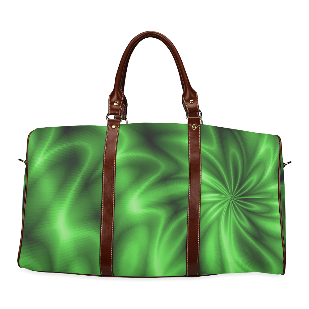 Green Shiny Swirl Waterproof Travel Bag/Large (Model 1639)