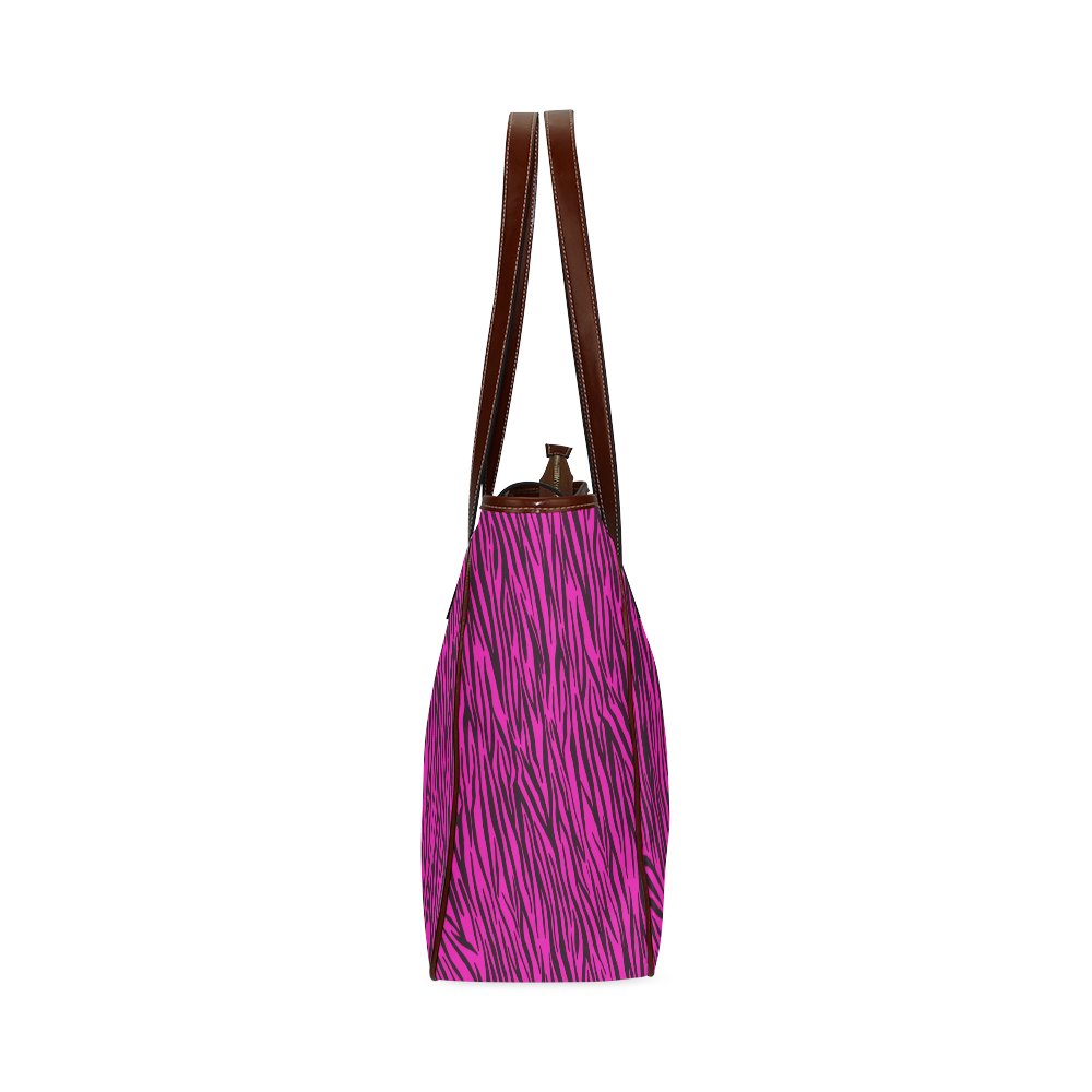 Hot Pink Zebra Stripes Animal Print Fur Classic Tote Bag (Model 1644)