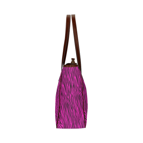 Hot Pink Zebra Stripes Animal Print Fur Classic Tote Bag (Model 1644)
