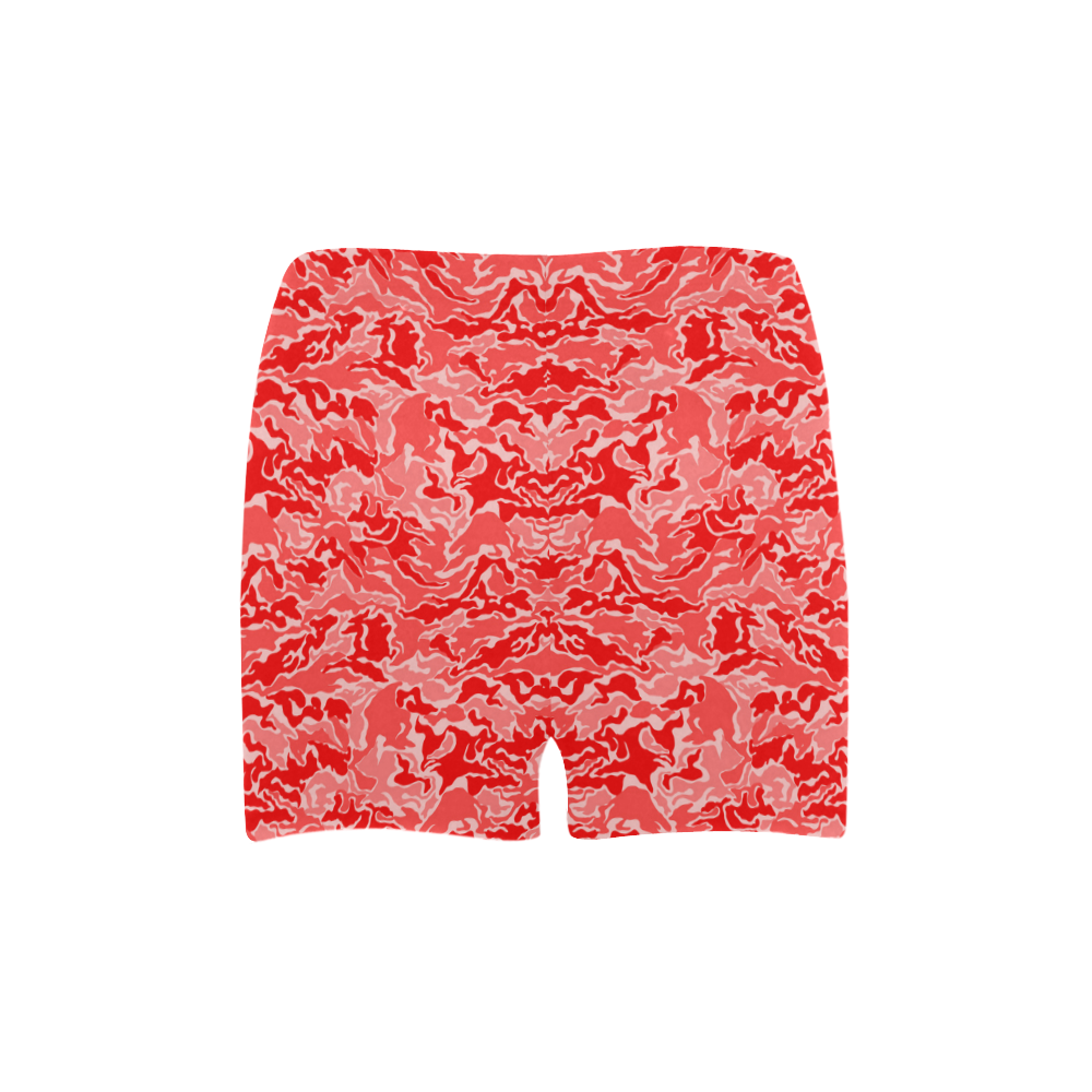 Camo Red Camouflage Print Pattern Briseis Skinny Shorts (Model L04)