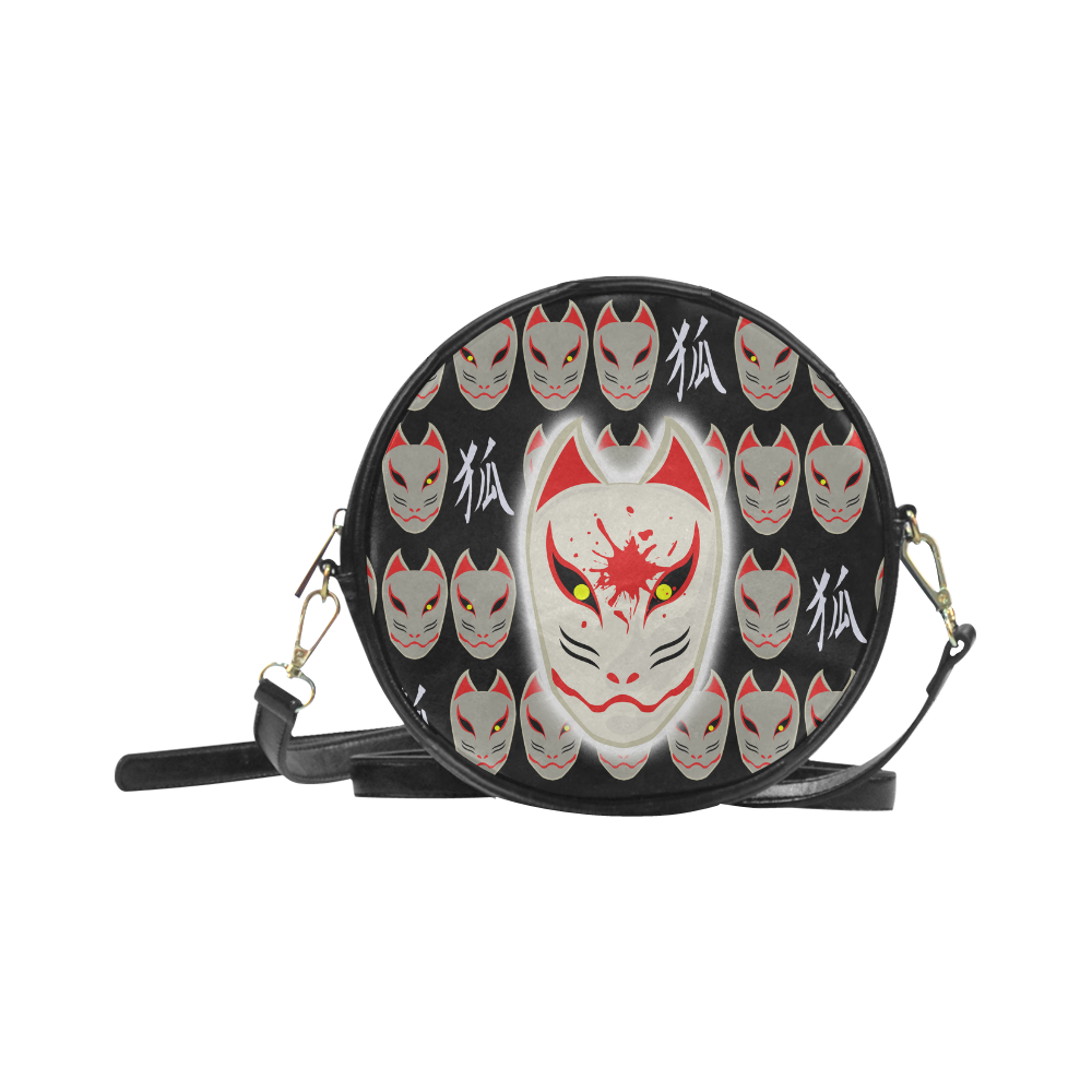 Japanese Fox Mask Round Sling Bag (Model 1647)