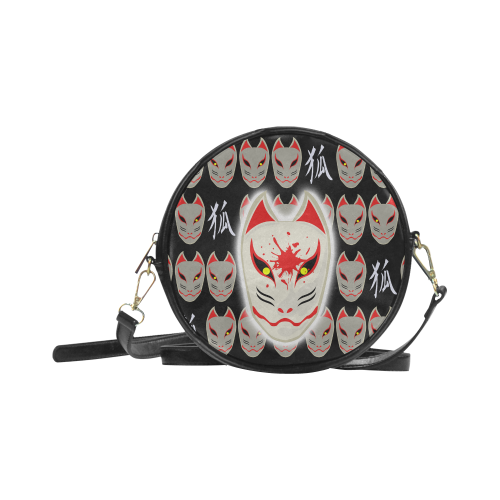 Japanese Fox Mask Round Sling Bag (Model 1647)