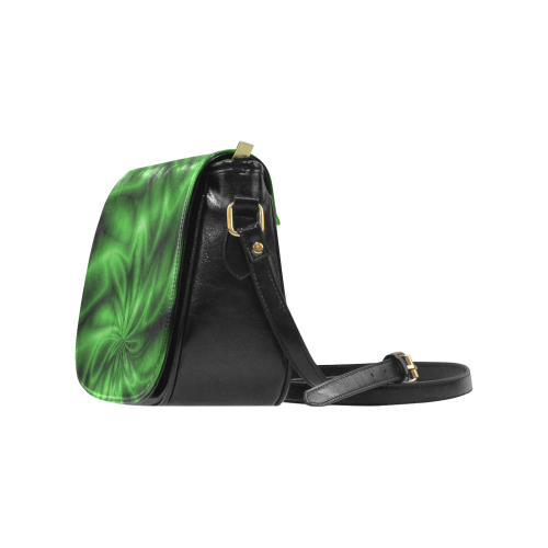 Green Shiny Swirl Classic Saddle Bag/Large (Model 1648)