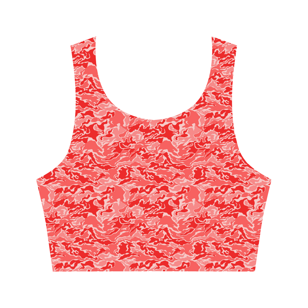 Camo Red Camouflage Print Pattern Women's Crop Top (Model T42)