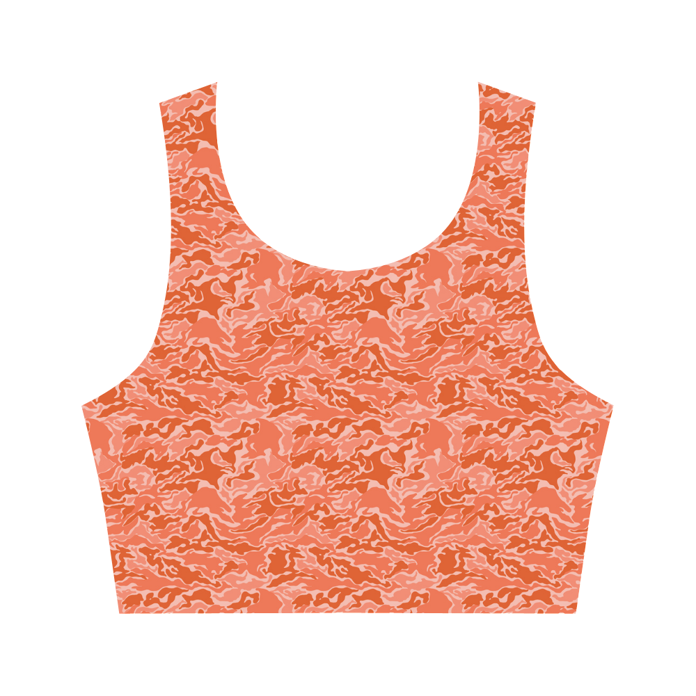 Camo Orange Camouflage Print Pattern Women's Crop Top (Model T42)