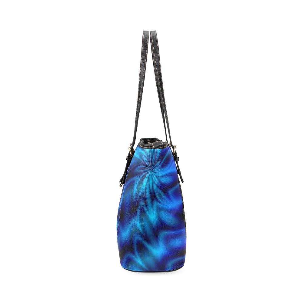 Blue Shiny Swirl Leather Tote Bag/Large (Model 1640)