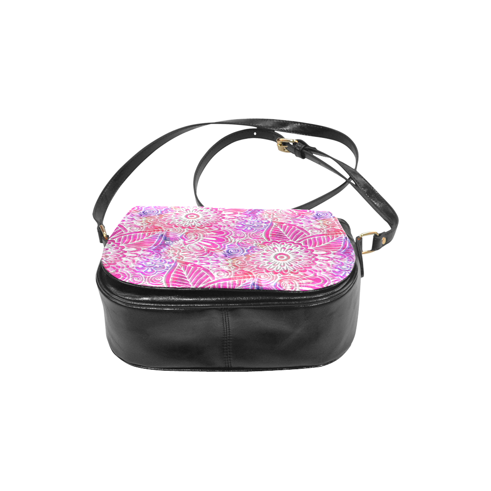 Pink Boho Flowers Classic Saddle Bag/Small (Model 1648)