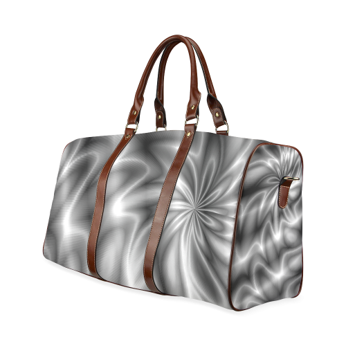 Silver Shiny Swirl Waterproof Travel Bag/Large (Model 1639)