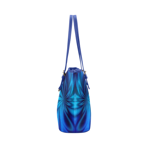 Blue Shiny Swirl Leather Tote Bag/Large (Model 1651)