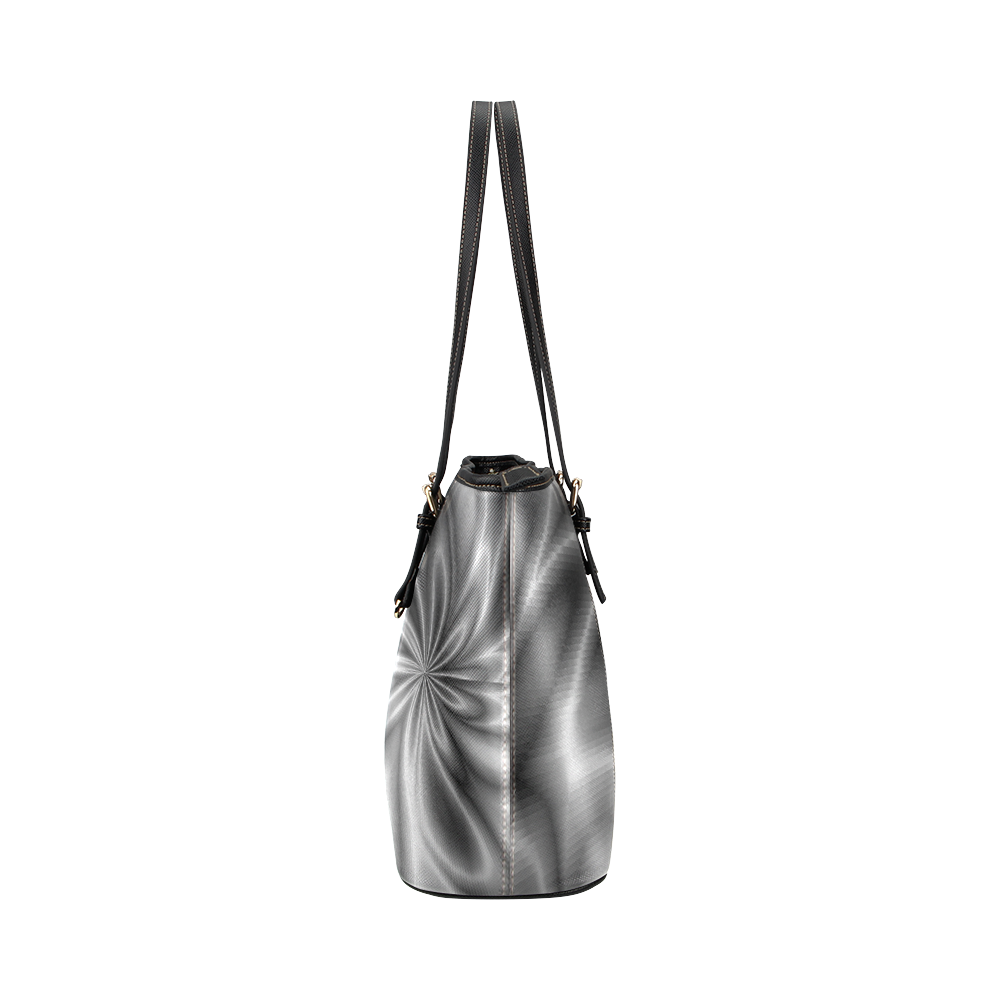 Silver Shiny Swirl Leather Tote Bag/Large (Model 1651)