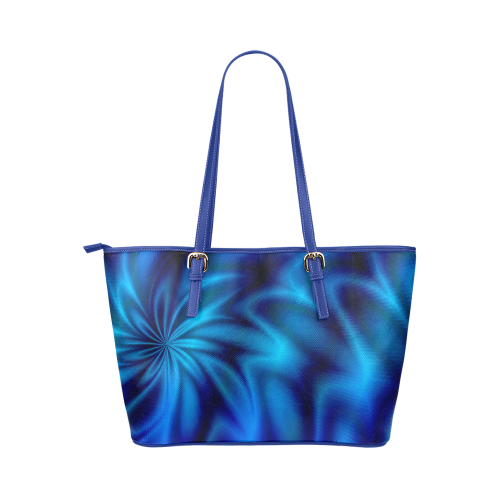 Blue Shiny Swirl Leather Tote Bag/Large (Model 1651)