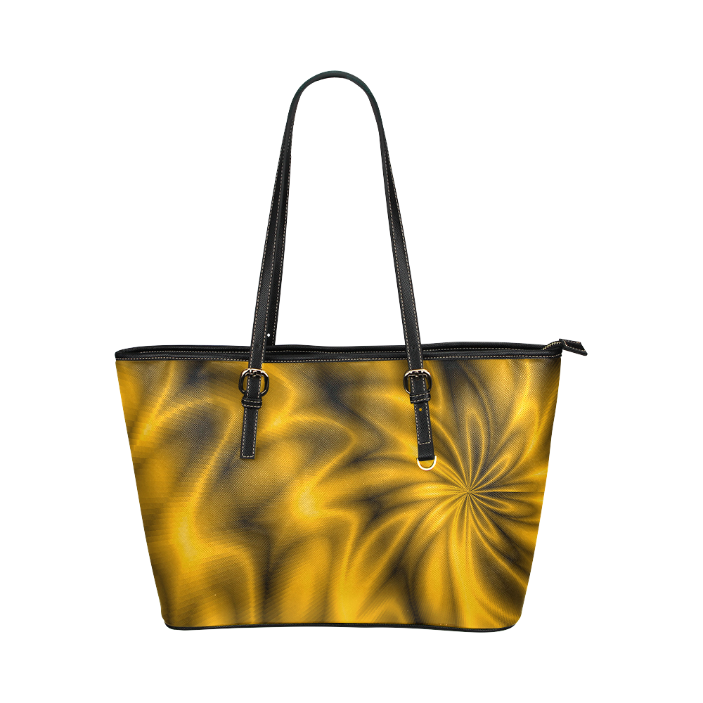 Golden Shiny Swirl Leather Tote Bag/Large (Model 1651)