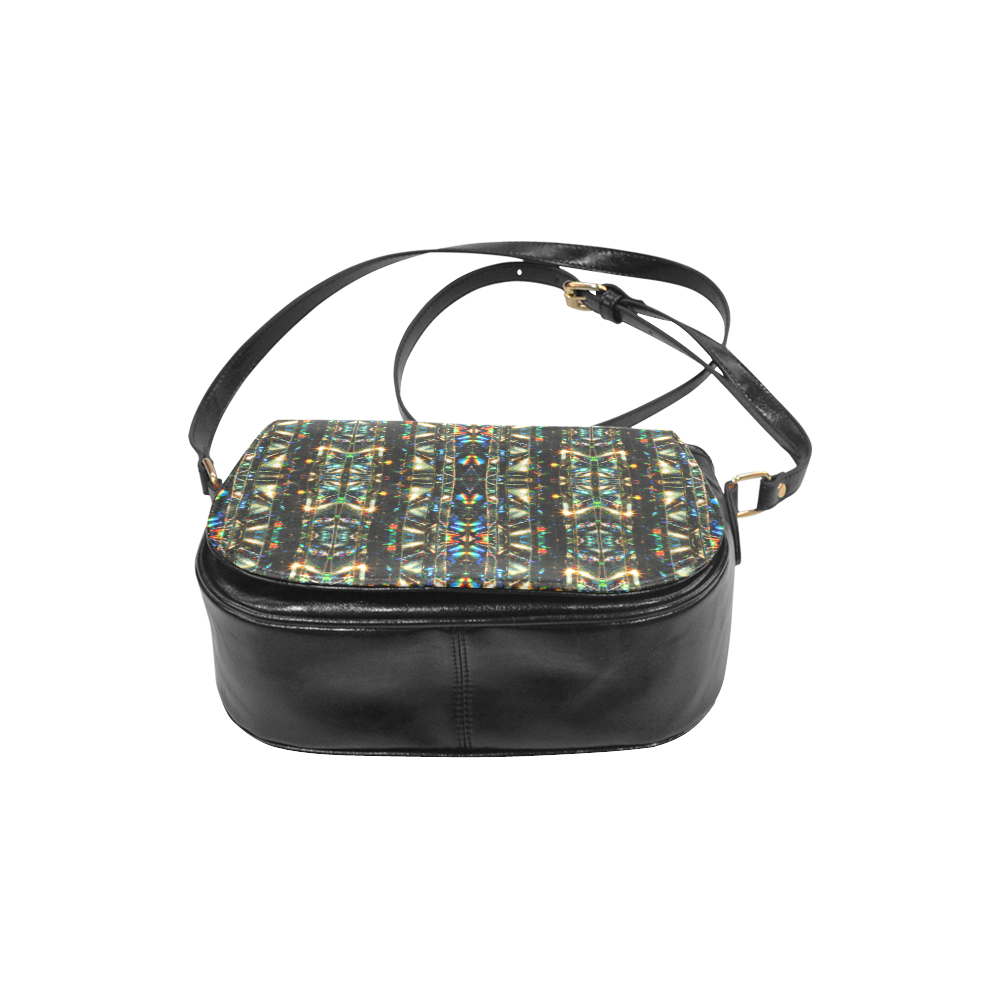 Glitzy Sparkly Mystic Festive Black Glitter Ornament Pattern Classic Saddle Bag/Large (Model 1648)