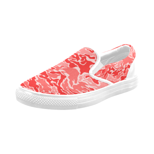 Camo Red Camouflage Pattern Print Men's Slip-on Canvas Shoes (Model 019)
