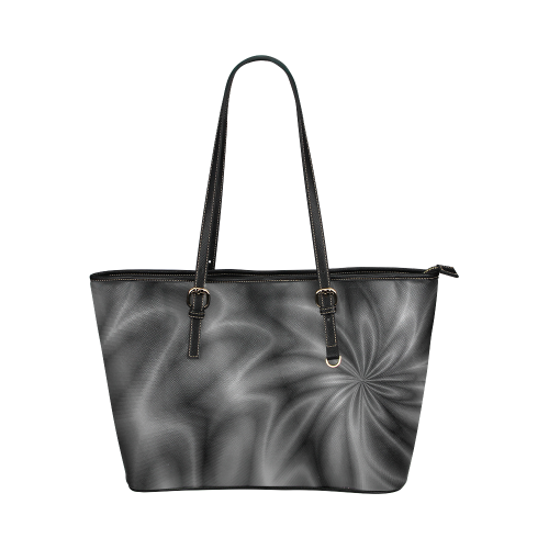 Grey Shiny Swirl Leather Tote Bag/Large (Model 1651)