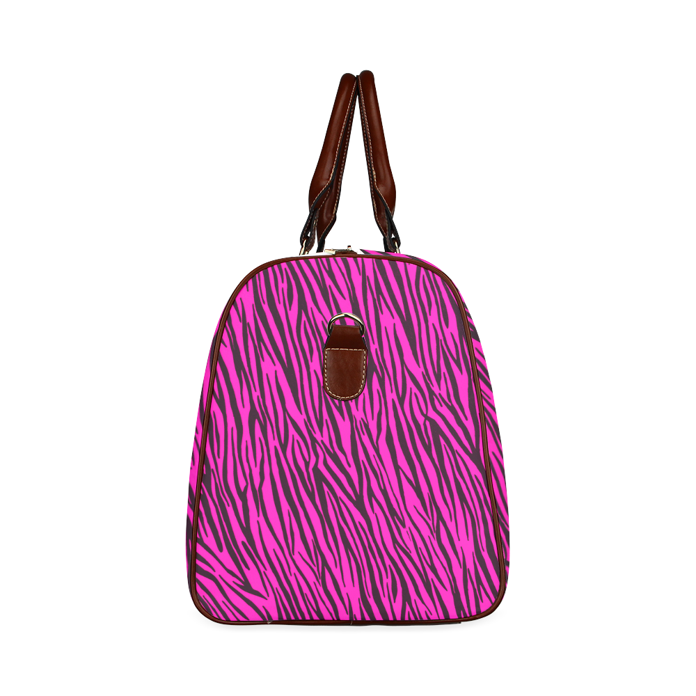 Hot Pink Zebra Stripes Animal Print Fur Waterproof Travel Bag/Small (Model 1639)