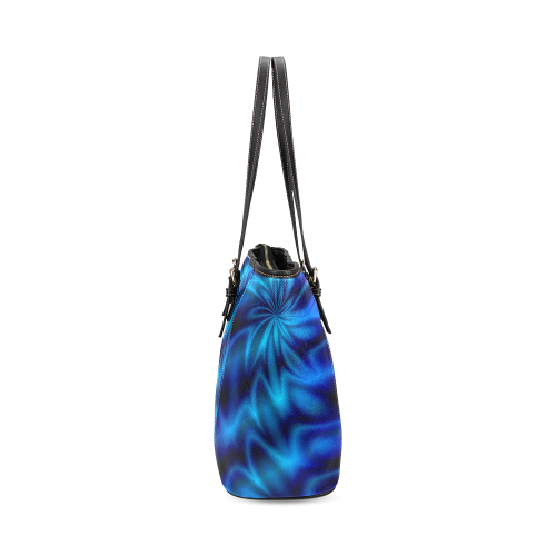 Blue Shiny Swirl Leather Tote Bag/Large (Model 1640)