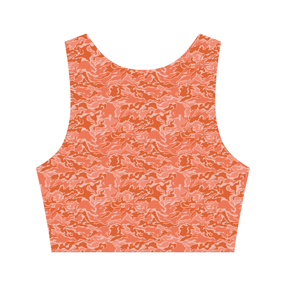 Camo Orange Camouflage Print Pattern Women's Crop Top (Model T42)