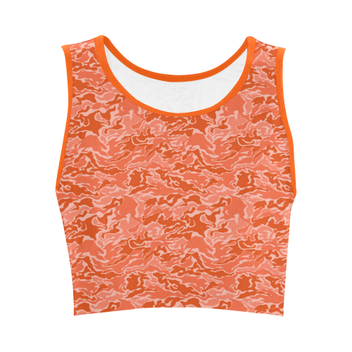 Camo Orange Camouflage Print Pattern Women's Crop Top (Model T42)