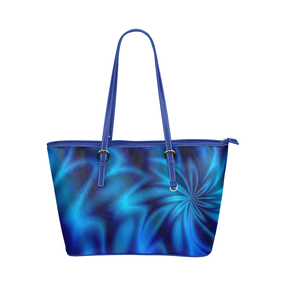 Blue Shiny Swirl Leather Tote Bag/Large (Model 1651)