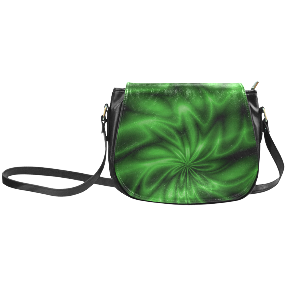 Green Shiny Swirl Classic Saddle Bag/Large (Model 1648)