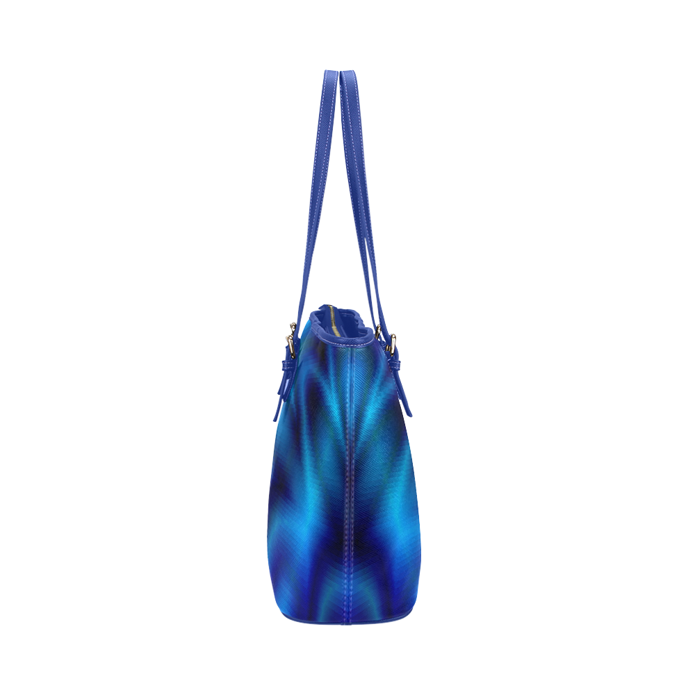 Blue Shiny Swirl Leather Tote Bag/Large (Model 1651)