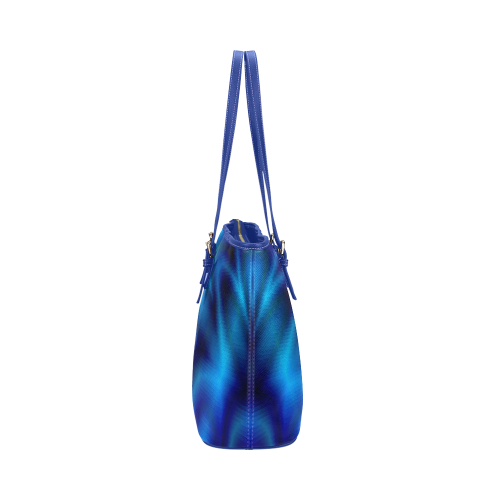 Blue Shiny Swirl Leather Tote Bag/Large (Model 1651)