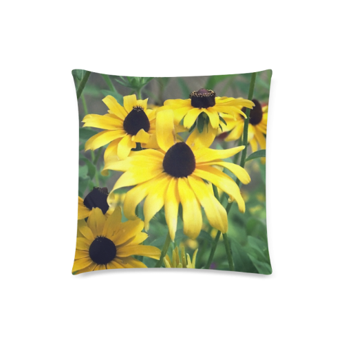 yellow flower Custom Zippered Pillow Case 18"x18"(Twin Sides)