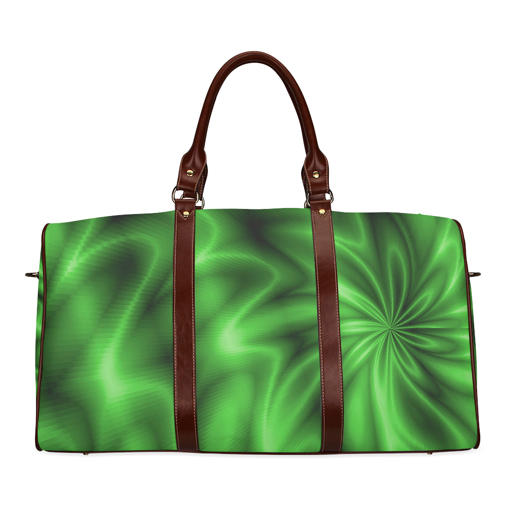 Green Shiny Swirl Waterproof Travel Bag/Large (Model 1639)
