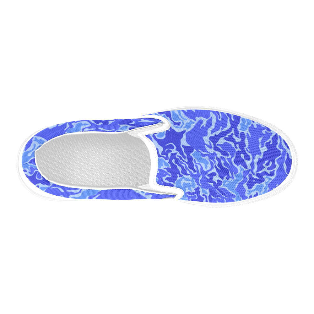Camo Blue Camouflage Pattern Print Men's Slip-on Canvas Shoes (Model 019)