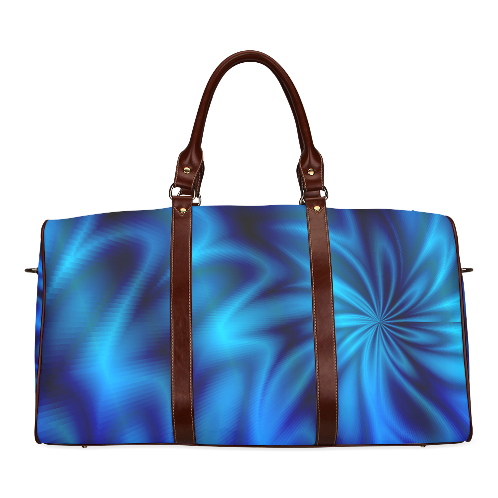 Blue Shiny Swirl Waterproof Travel Bag/Large (Model 1639)