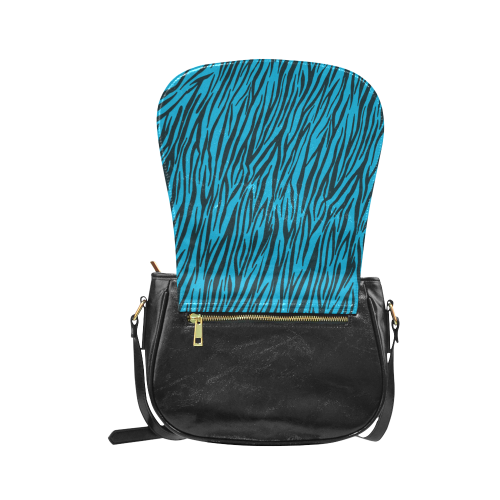 Blue Zebra Stripes Animal Print Fur Classic Saddle Bag/Small (Model 1648)