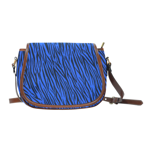 Blue Zebra Stripes Animal Print Fur Saddle Bag/Large (Model 1649)